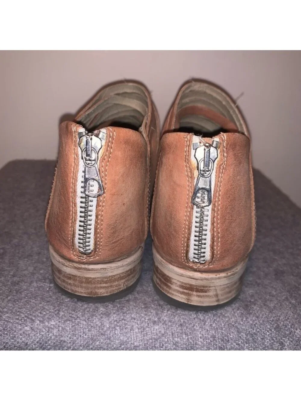 Free People Lost Valley Sliced Leather Booties Tan 38